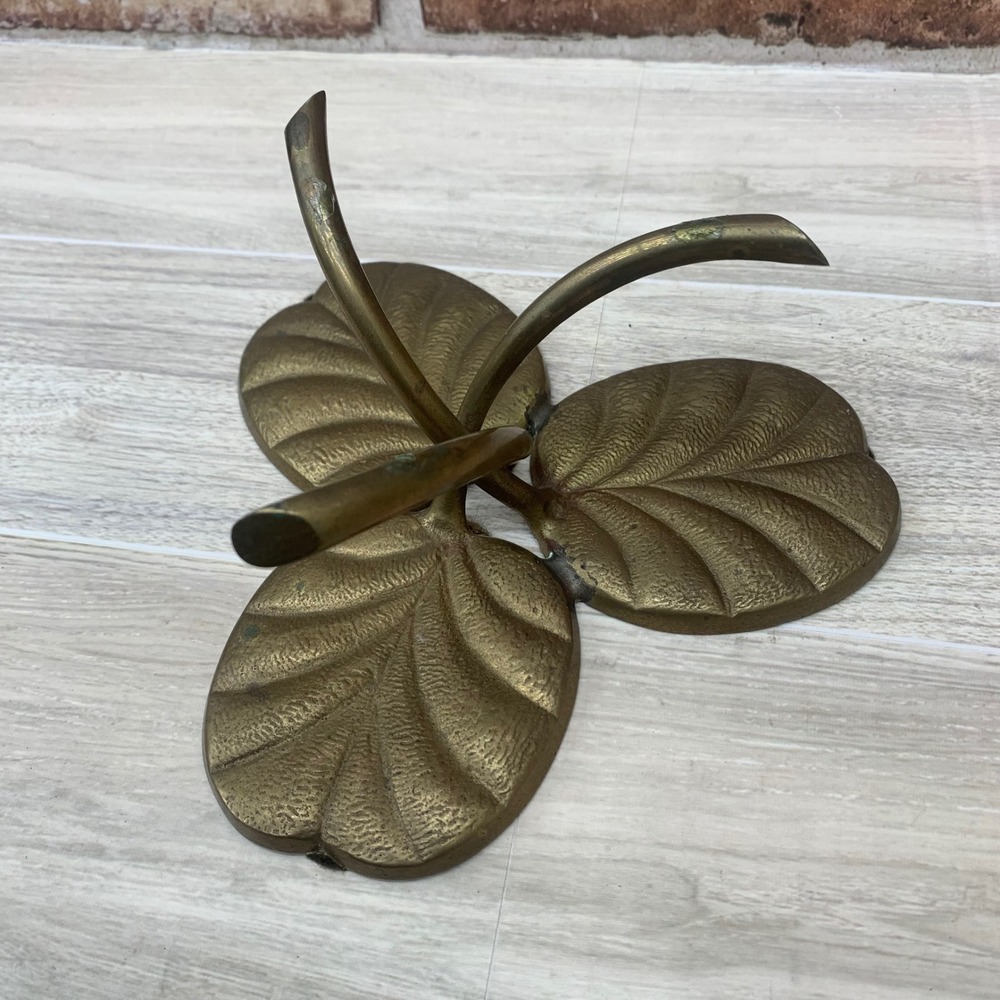 Vintage Brass Lotus‎ Leaf Trinket Dish Tray Decorative Figurine